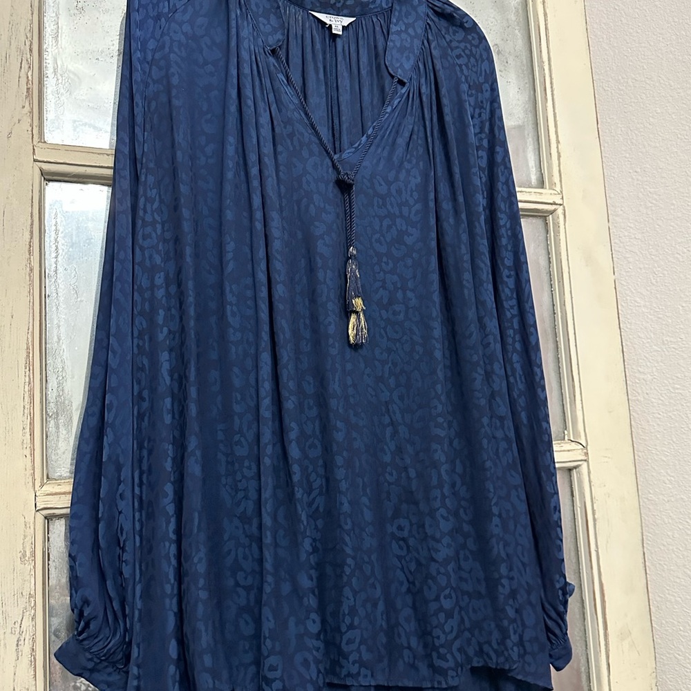 Crown & Ivy Blue Oversized Long Sleeve Blouse